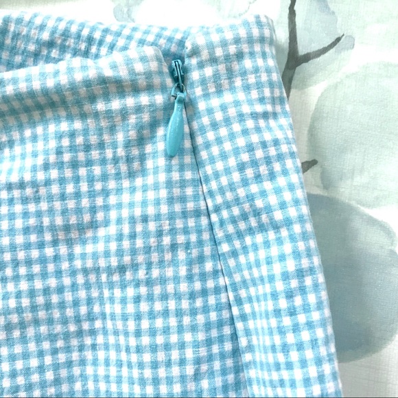 Brooks Stretch Light Blue White Plaid Check Seersucker Cropped Capri Pants - Picture 2 of 11